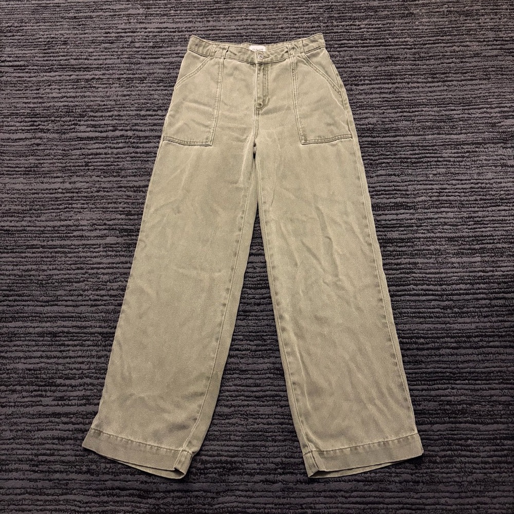 Claudie Pierlot Paris Size 38 Green High Rise Wide Leg Lyocell Baker Jeans